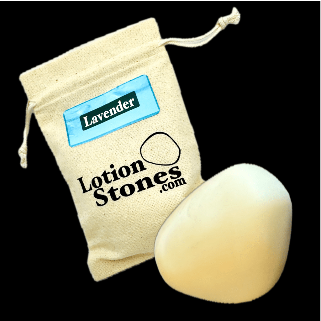 enjoy legendary calmness with this lavender lotion stone and bag