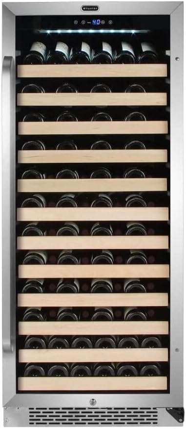 100 wine bottle capacity or 90 bottles with display shelf capacity