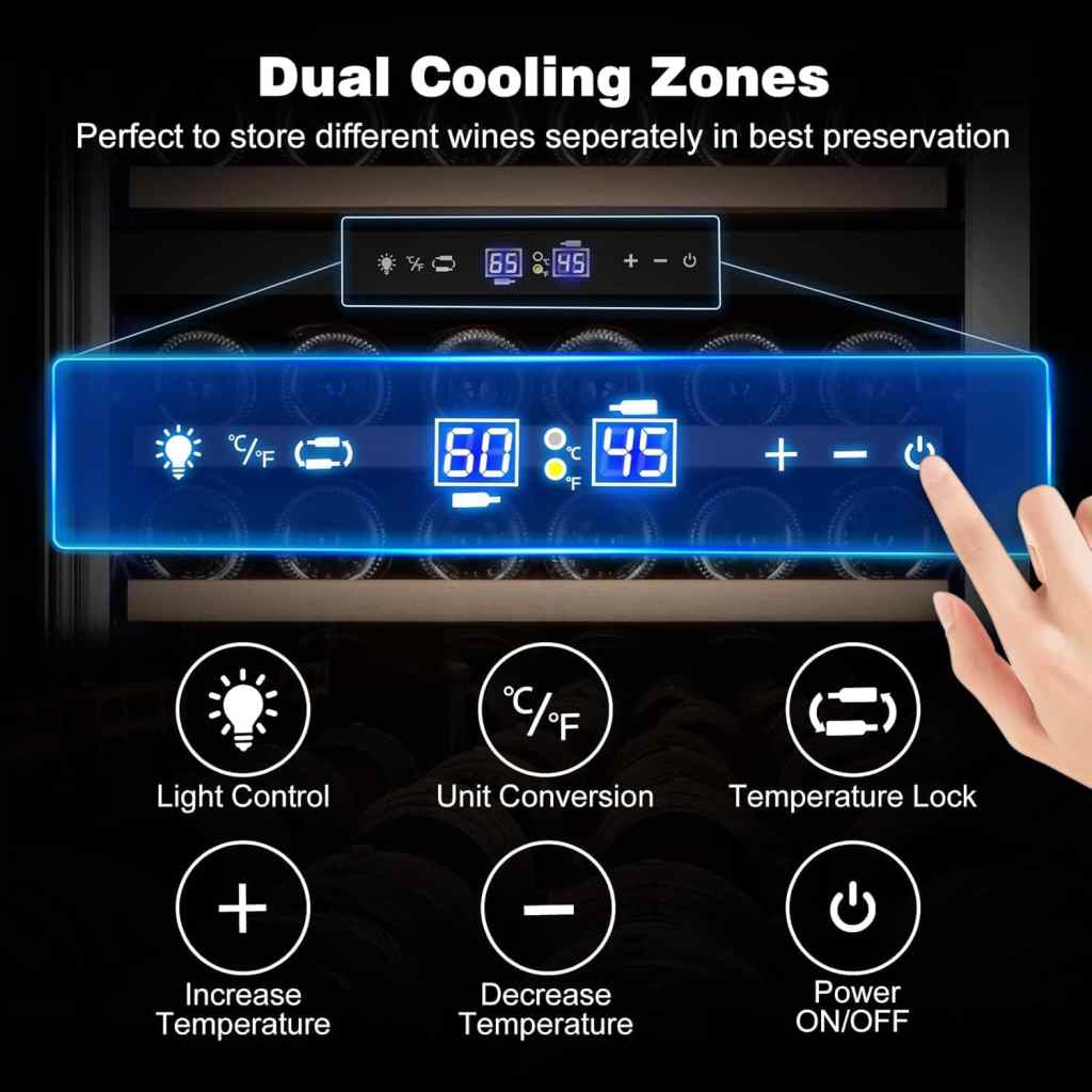Dual cooling zones wine refrigerator 