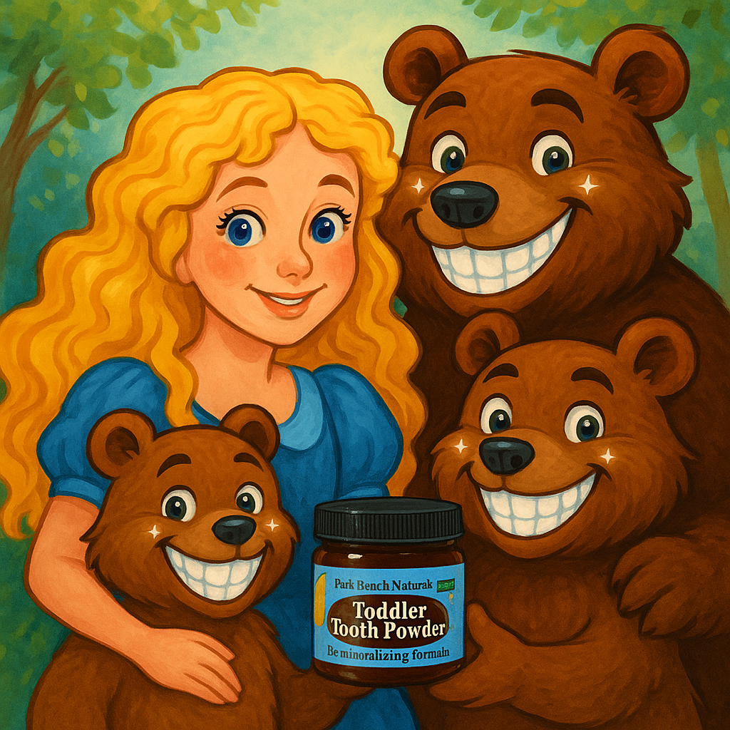 Goldilocks and the 3 Bears Use Toddler Tooth Powder by Park Bench Naturals Lotion Stones Goldilocks and the Three Bears shop for Toddler Tooth Powder by Park Bench Naturals