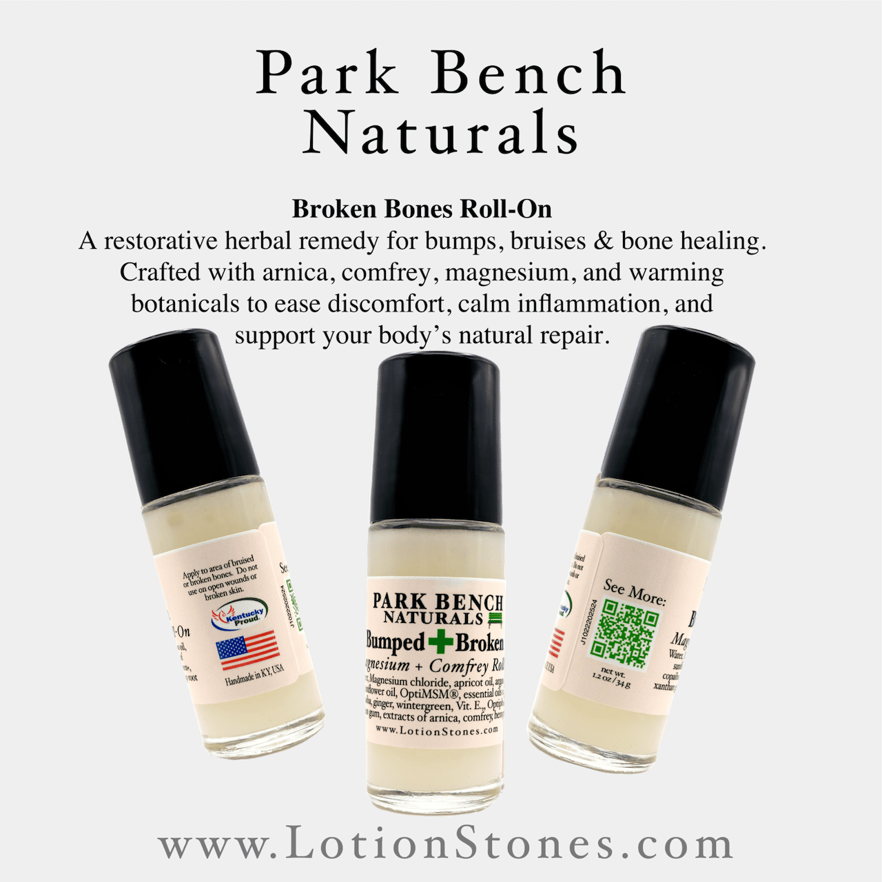 Broken Bones Trio Hydroxyapatite Tooth Powder Natural Wellness Bumped Broken Magnesium Roll On | Arnica Comfrey Magnesium Support