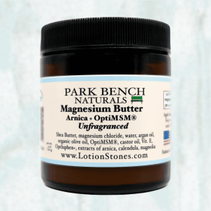 unscented magnesium butter with arnica for pain, knee replacements, sleep, stress